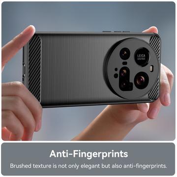 Xiaomi 15 Ultra Børstet TPU Cover - Karbonfiber - Sort