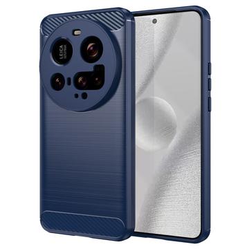 Xiaomi 15 Ultra Børstet TPU Cover - Karbonfiber - Blå