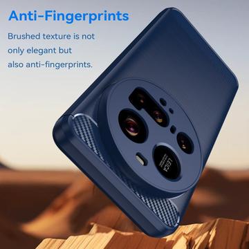 Xiaomi 15 Ultra Børstet TPU Cover - Karbonfiber - Blå