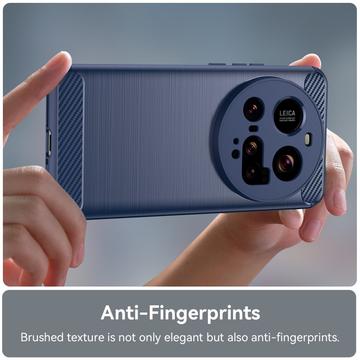 Xiaomi 15 Ultra Børstet TPU Cover - Karbonfiber - Blå