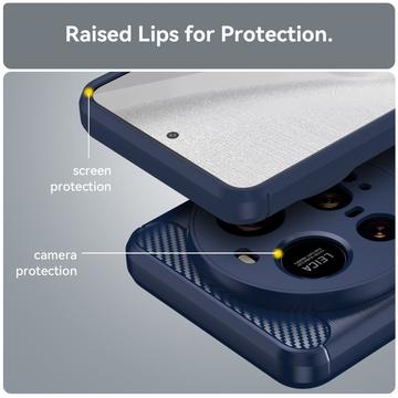 Xiaomi 15 Ultra Børstet TPU Cover - Karbonfiber - Blå