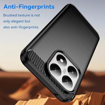 Xiaomi 15T Børstet TPU Cover - Karbonfiber - Sort