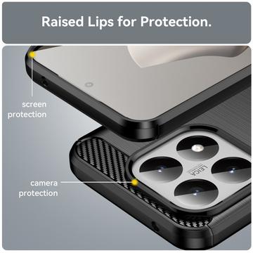 Xiaomi 15T Børstet TPU Cover - Karbonfiber - Sort