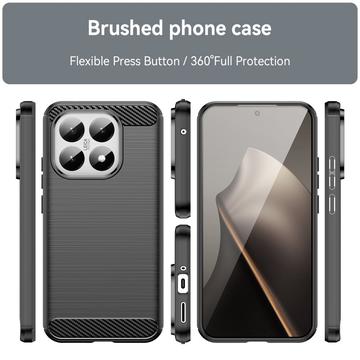 Xiaomi 15T Børstet TPU Cover - Karbonfiber - Sort