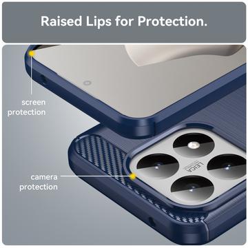 Xiaomi 15T Børstet TPU Cover - Karbonfiber - blå