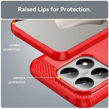 Xiaomi 15T Børstet TPU Cover - Karbonfiber - rød
