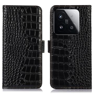 Xiaomi 15T Crocodile Series Læderpung med RFID - Sort