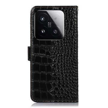 Xiaomi 15T Crocodile Series Læderpung med RFID - Sort