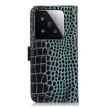 Xiaomi 15T Crocodile Series Læderpung med RFID - Grøn