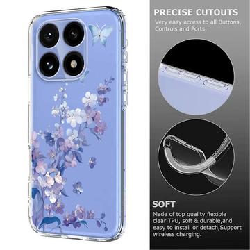 Xiaomi 15T TPU-cover med blomstermønster - Lilla