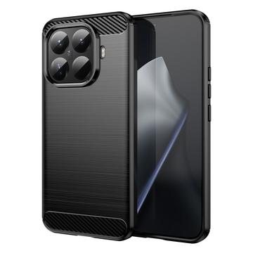 Xiaomi 15T Pro Børstet TPU Cover - Karbonfiber - Sort