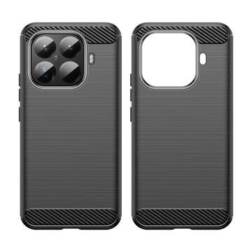 Xiaomi 15T Pro Børstet TPU Cover - Karbonfiber - Sort
