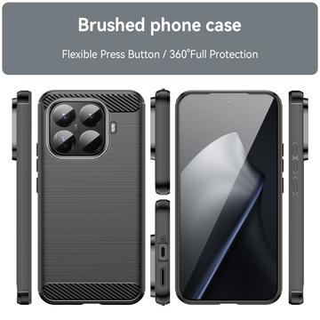 Xiaomi 15T Pro Børstet TPU Cover - Karbonfiber - Sort