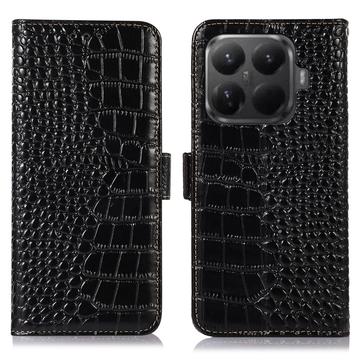 Xiaomi 15T Pro Crocodile Series Læderpung med RFID - Sort