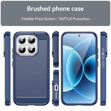Xiaomi 17 Børstet TPU Cover - Karbonfiber - blå