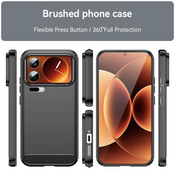 Xiaomi 17 Pro Max Børstet TPU Cover - Sort