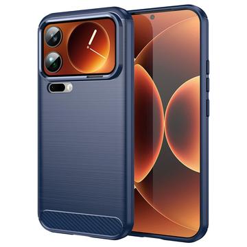 Xiaomi 17 Pro Max Børstet TPU Cover - Karbonfiber - blå