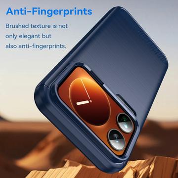 Xiaomi 17 Pro Max Børstet TPU Cover - Karbonfiber - blå