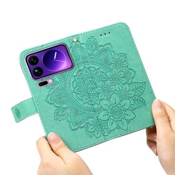 Xiaomi 17 Pro Max Mandala Series Etui med Pung - Grøn