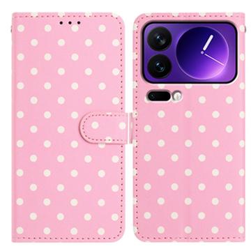 Xiaomi 17 Pro Max Pung Etui med Prikket Mønster - Pink