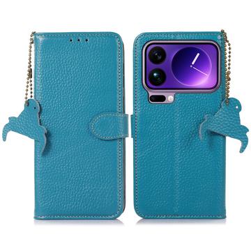 Xiaomi 17 Pro Max Pung læder cover med RFID - blå