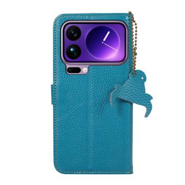 Xiaomi 17 Pro Max Pung læder cover med RFID - blå