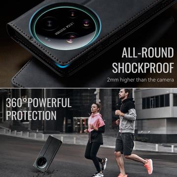 Xiaomi 17 Ultra Caseme 033 Pung Etui med Kalvemønster og RFID-blokering - Sort