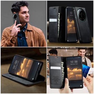 Xiaomi 17 Ultra Caseme 033 Pung Etui med Kalvemønster og RFID-blokering - Sort