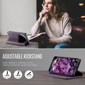 Xiaomi 17 Ultra Caseme 033 Pung Etui med Kalvemønster og RFID-blokering - Lilla