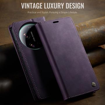 Xiaomi 17 Ultra Caseme 033 Pung Etui med Kalvemønster og RFID-blokering - Lilla
