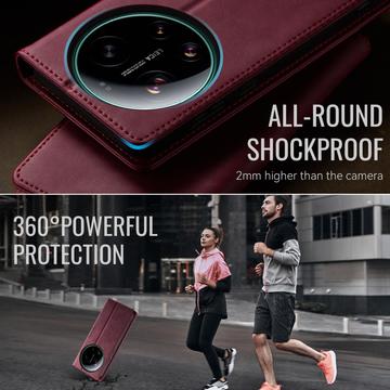 Xiaomi 17 Ultra Caseme 033 Pung Etui med Kalvemønster og RFID-blokering - Rød