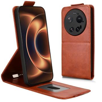 Xiaomi 17 Ultra lodret flip-etui med stativ - Brun