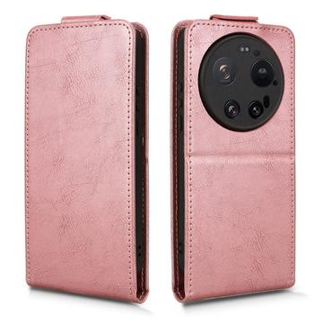 Xiaomi 17 Ultra lodret flip-etui med stativ - rosaguld