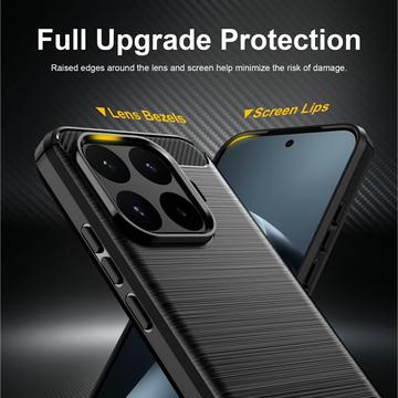 Xiaomi 17T Børstet TPU Cover - Karbonfiber - Sort