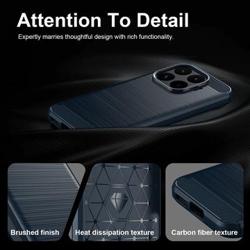 Xiaomi 17T Børstet TPU Cover - Karbonfiber - blå