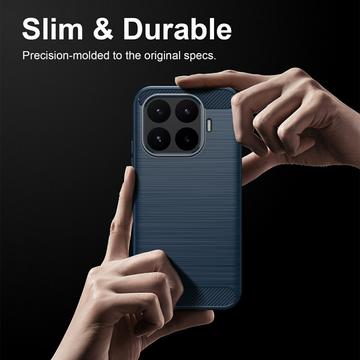 Xiaomi 17T Børstet TPU Cover - Karbonfiber - blå