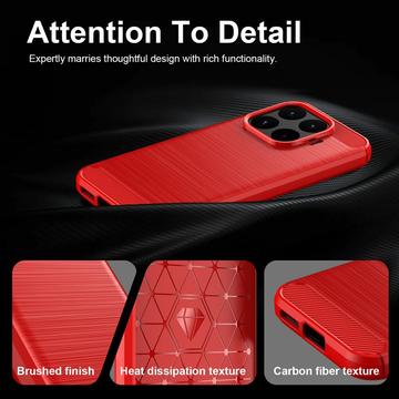 Xiaomi 17T Børstet TPU Cover - Karbonfiber - rød