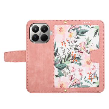 Xiaomi 17T Blomstret pung etui med kortholdere - pink