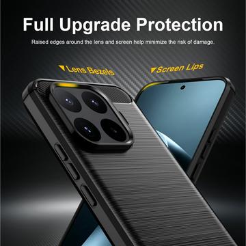 Xiaomi 17T Pro Børstet TPU Cover - Karbonfiber - Sort