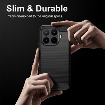 Xiaomi 17T Pro Børstet TPU Cover - Karbonfiber - Sort