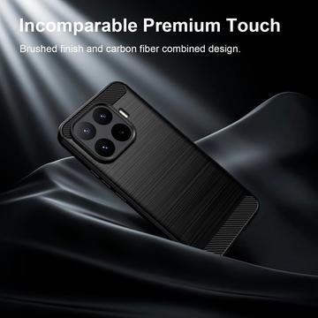 Xiaomi 17T Pro Børstet TPU Cover - Karbonfiber - Sort