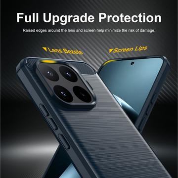 Xiaomi 17T Pro Børstet TPU Cover - Karbonfiber - blå