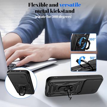 Xiaomi 17T Roterende Ring Hybrid Cover med Kameraskjold - Sort