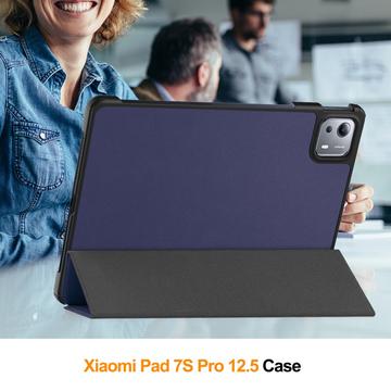 Xiaomi Pad 7S Pro 12.5 Tri-Fold Series Smart Folio-etui - mørkeblå