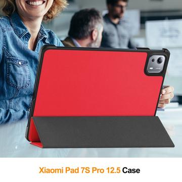 Xiaomi Pad 7S Pro 12.5 Tri-Fold Series Smart Folio-etui - rød