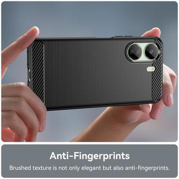 Xiaomi Poco C65/Redmi 13C Børstet TPU Cover - Karbonfiber - Sort