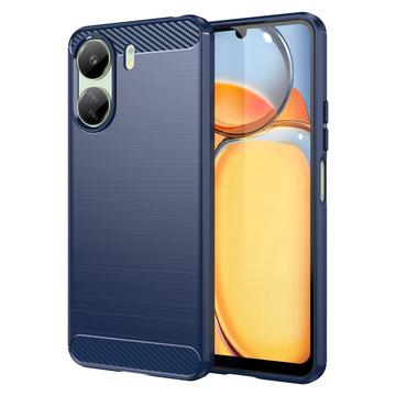 Xiaomi Poco C65/Redmi 13C Børstet TPU Cover - Karbonfiber - Blå
