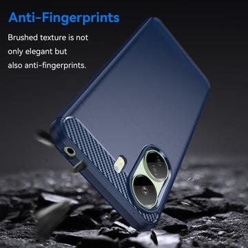 Xiaomi Poco C65/Redmi 13C Børstet TPU Cover - Karbonfiber - Blå