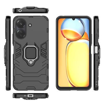 Xiaomi Poco C65/Redmi 13C Hybrid Cover med Ring Holder - Sort