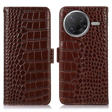 Xiaomi Poco F7 Pro Crocodile Series Læderpung med RFID - Brun